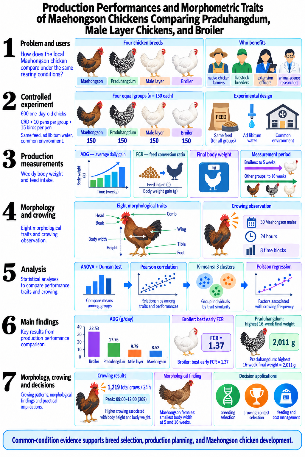 Conceptual map: comparing four chicken groups under common rearing conditions